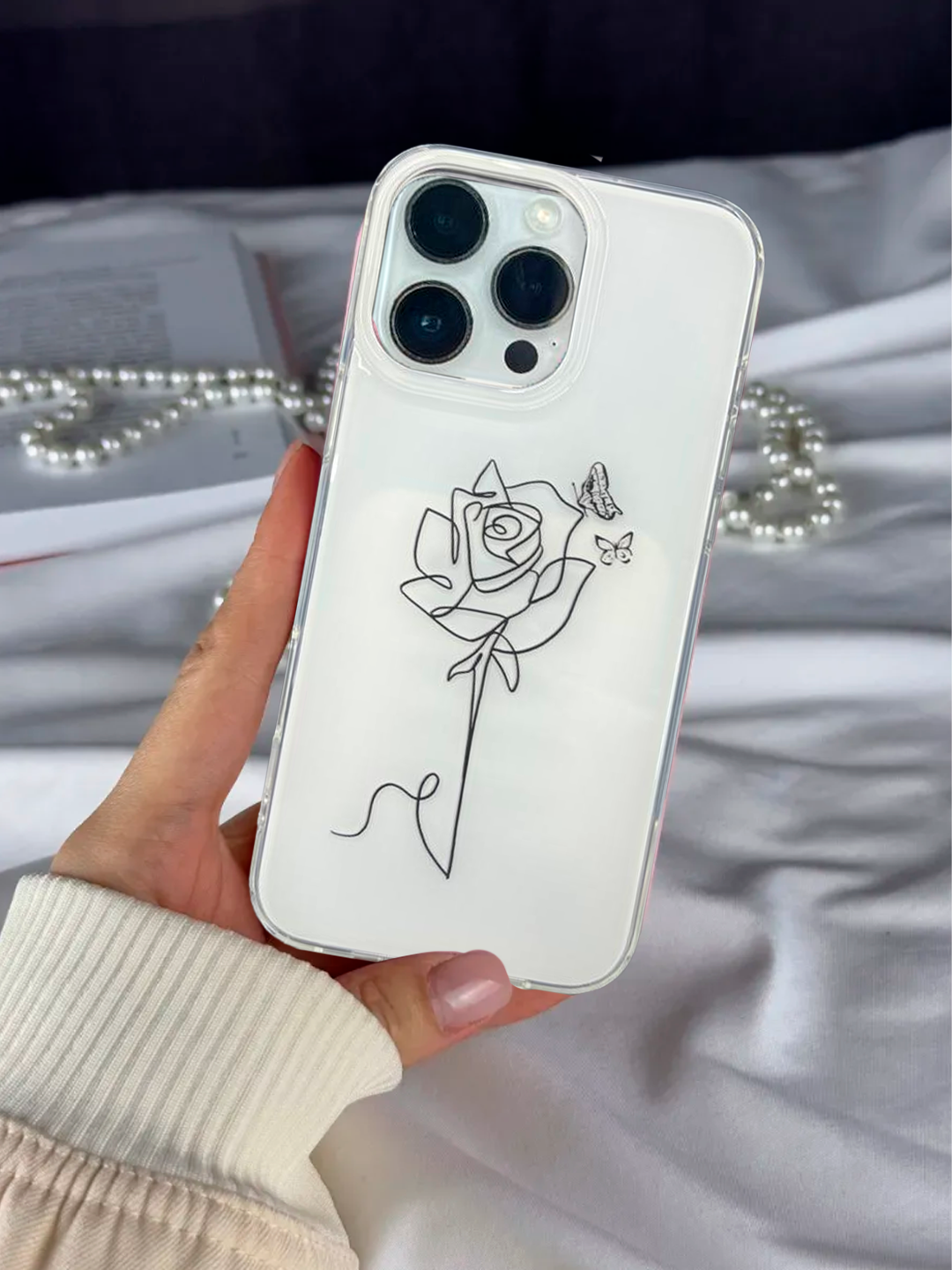 Чехол для iPhone 11 – мягкие края, дизайн с черной розой, надежная защита