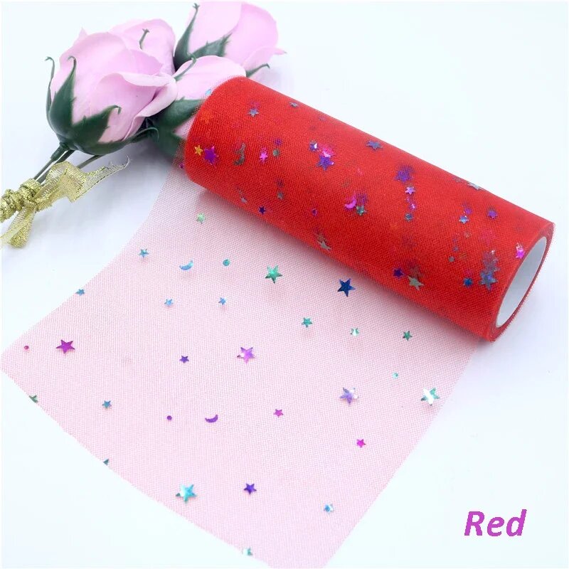 Блестящий тюль 10 ярдов 15 см полиэстер 15cm x 10yards Красный