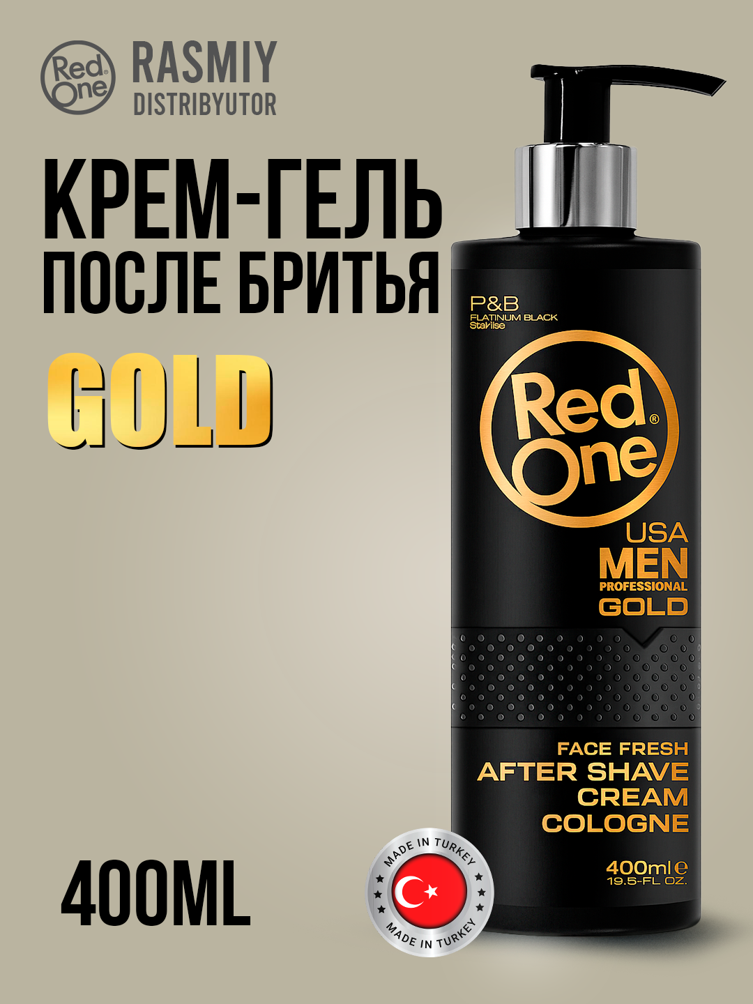 RedOne Face Fresh After Shave Cream Cologne GOLD, крем-колонь после бритья , gold, 400 мл.