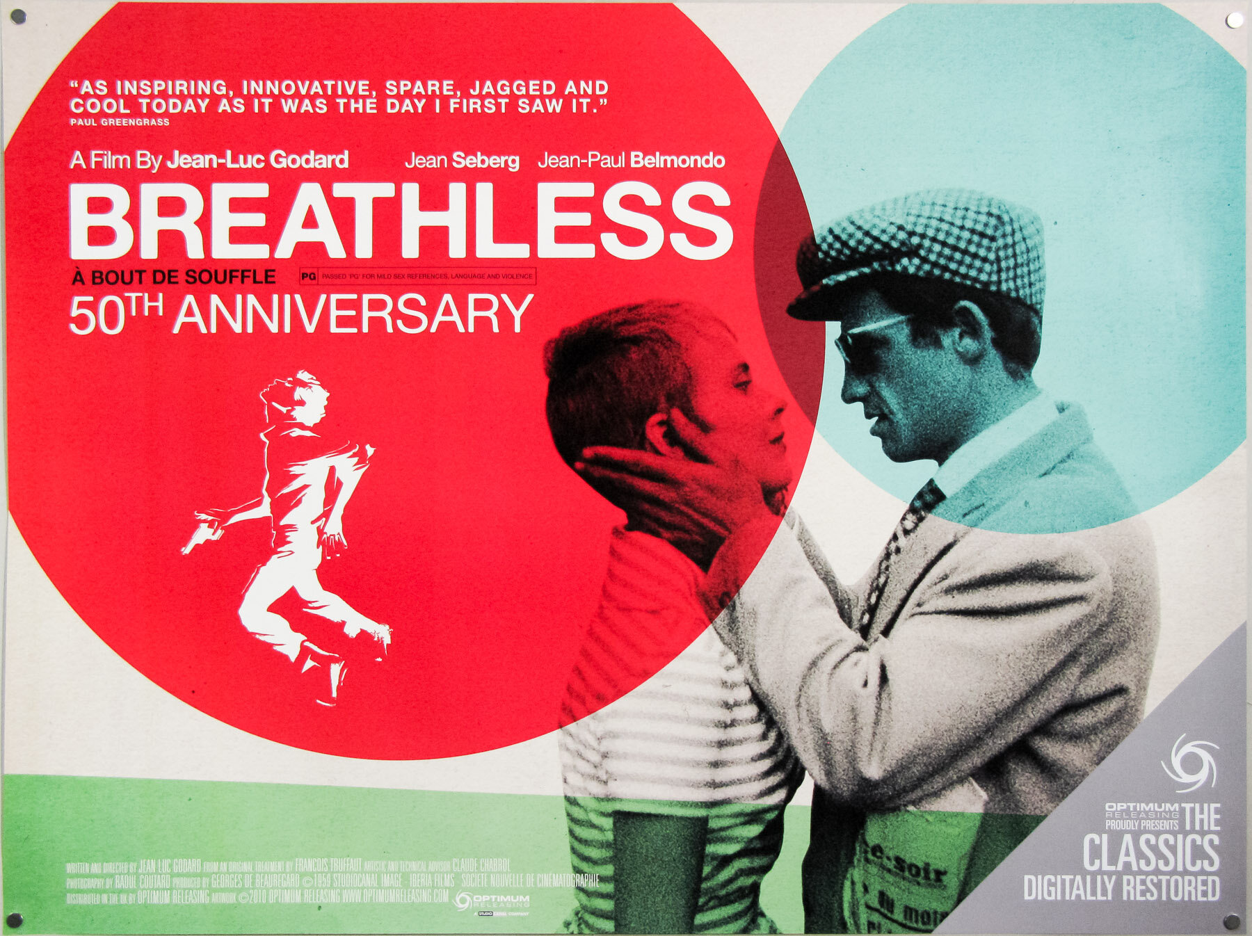Плакат постер На последнем дыхании (A bout de souffle/Breathless 1960) на холсте размер 30х42см