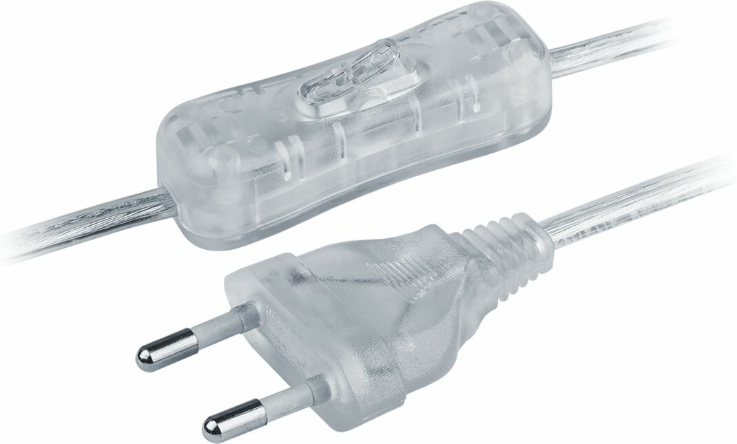 Шнур с выключателем Navigator 1.7м прозрачный NPS-FS-170-2x0.5-TR