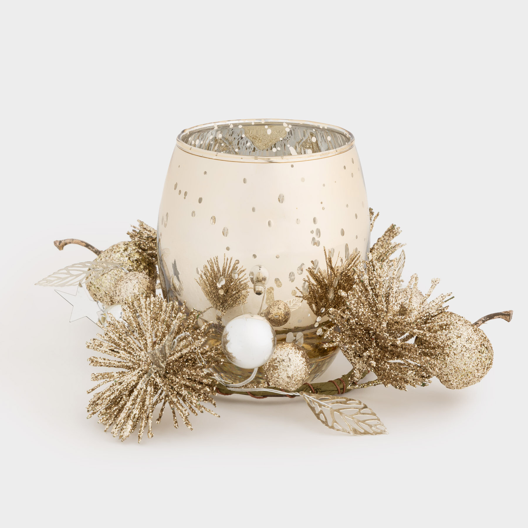 Подсвечник 15x10 см для чайной свечи со свечой шампань Яблоки Apple garden