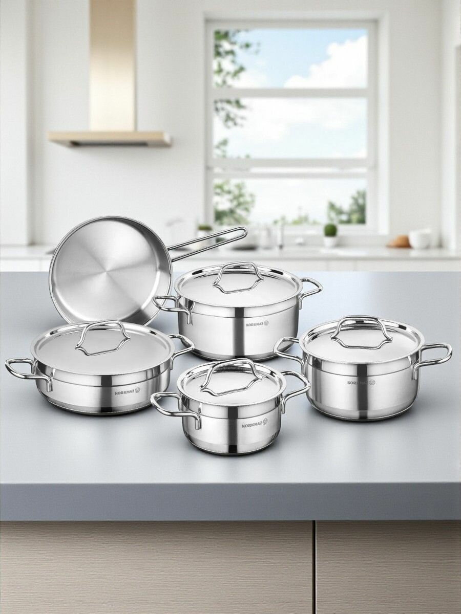 Набор кастрюль ALFA из нержавеющей стали 9 предметов