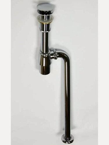 Изображение товара Сифон сливной с вертикальным отводом в пол и донный клапан без перелива AICITY КН021 хром