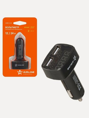 Изображение товара Вольтметр + 2USB 3,1A в прикуриватель 12-24В