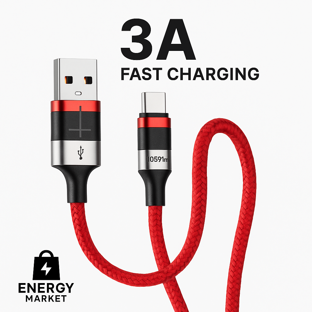 Кабель для быстрой зарядки KAKUSIGA USB-Type-C 3A, 1,2 метра — фото 1