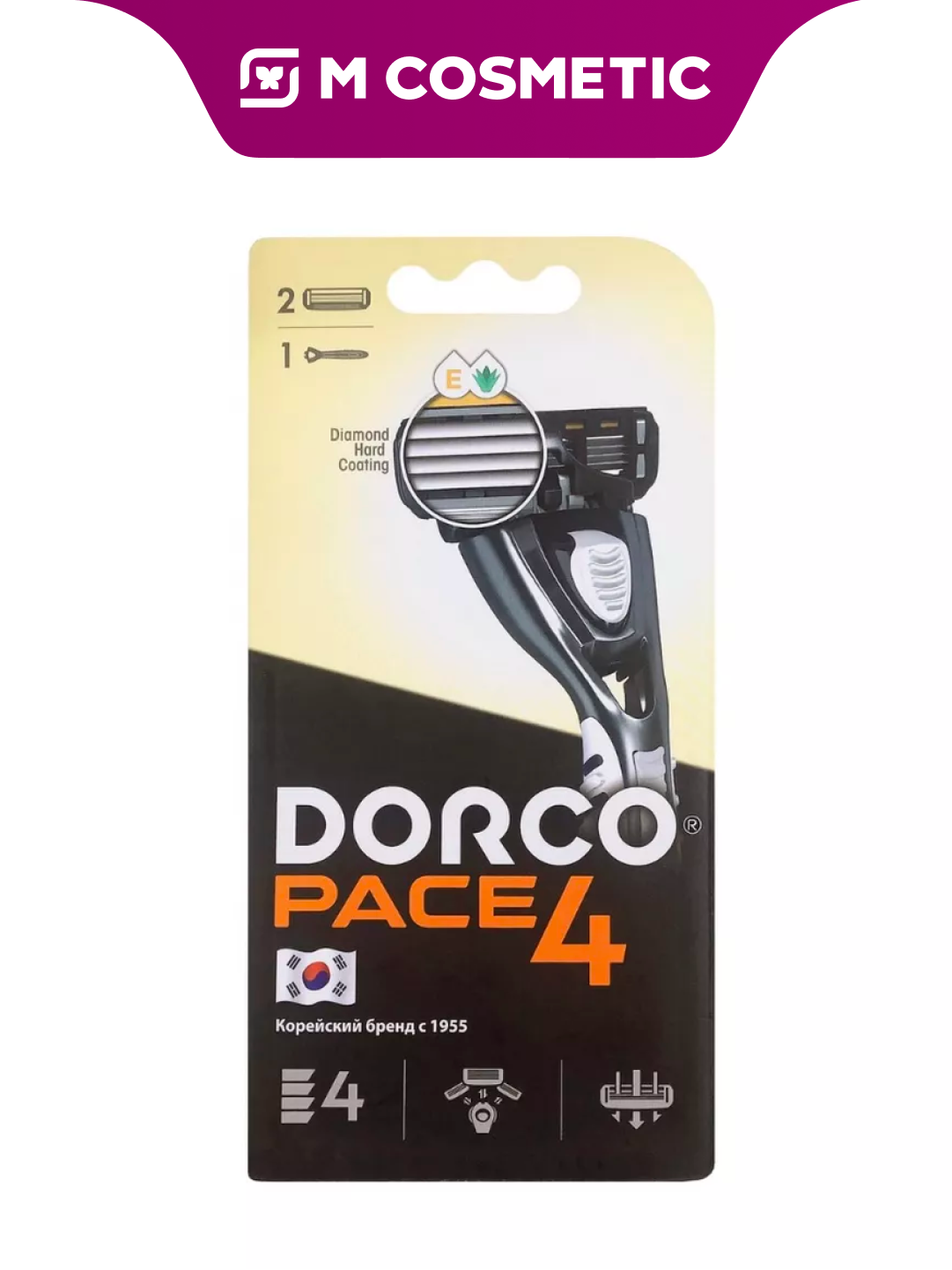 Бритвенный станок Dorco PACE 4 , лезвия 4 шт, одно лезвие в комплекте