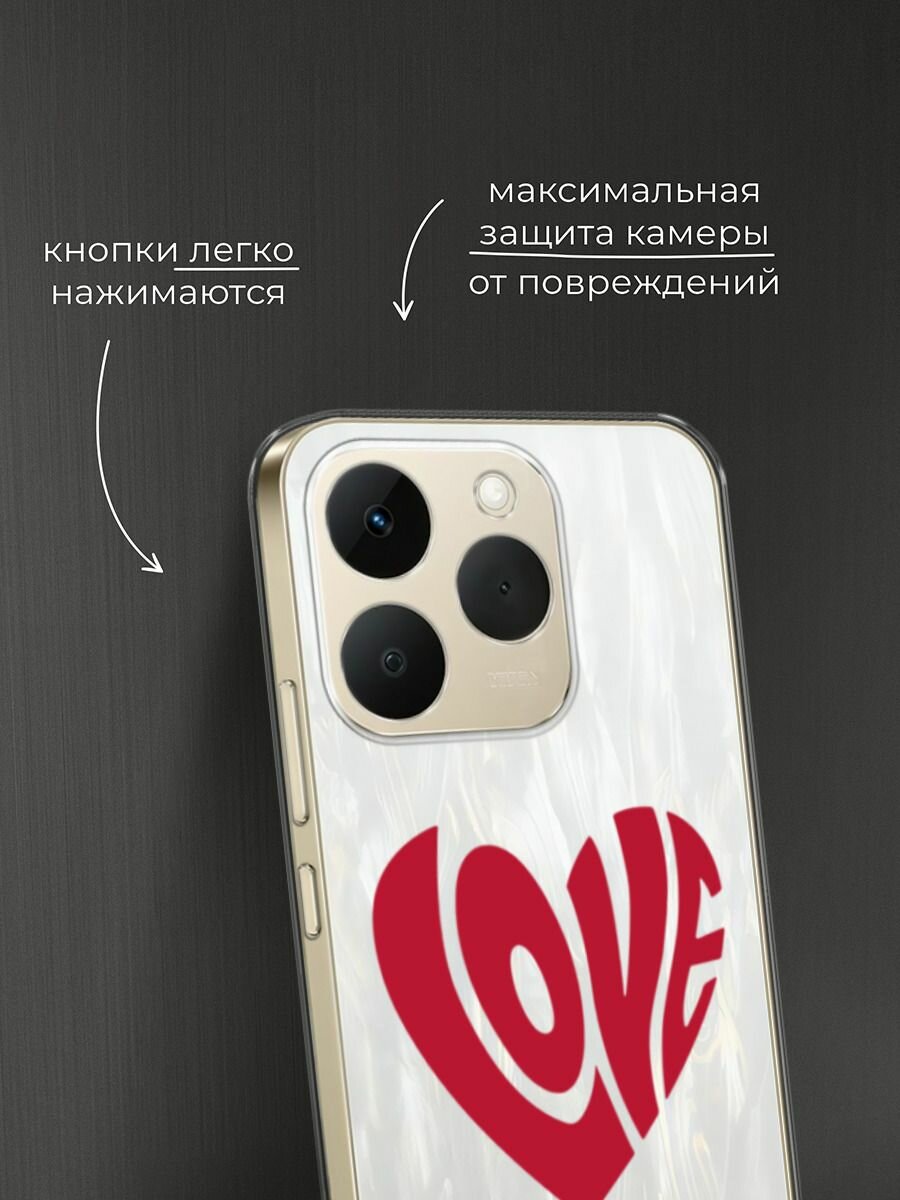 Чехол на Realme 15T / Реалми 15Т с принтом "Love heart 2 - 14 февраля", прозрачный — фото 1