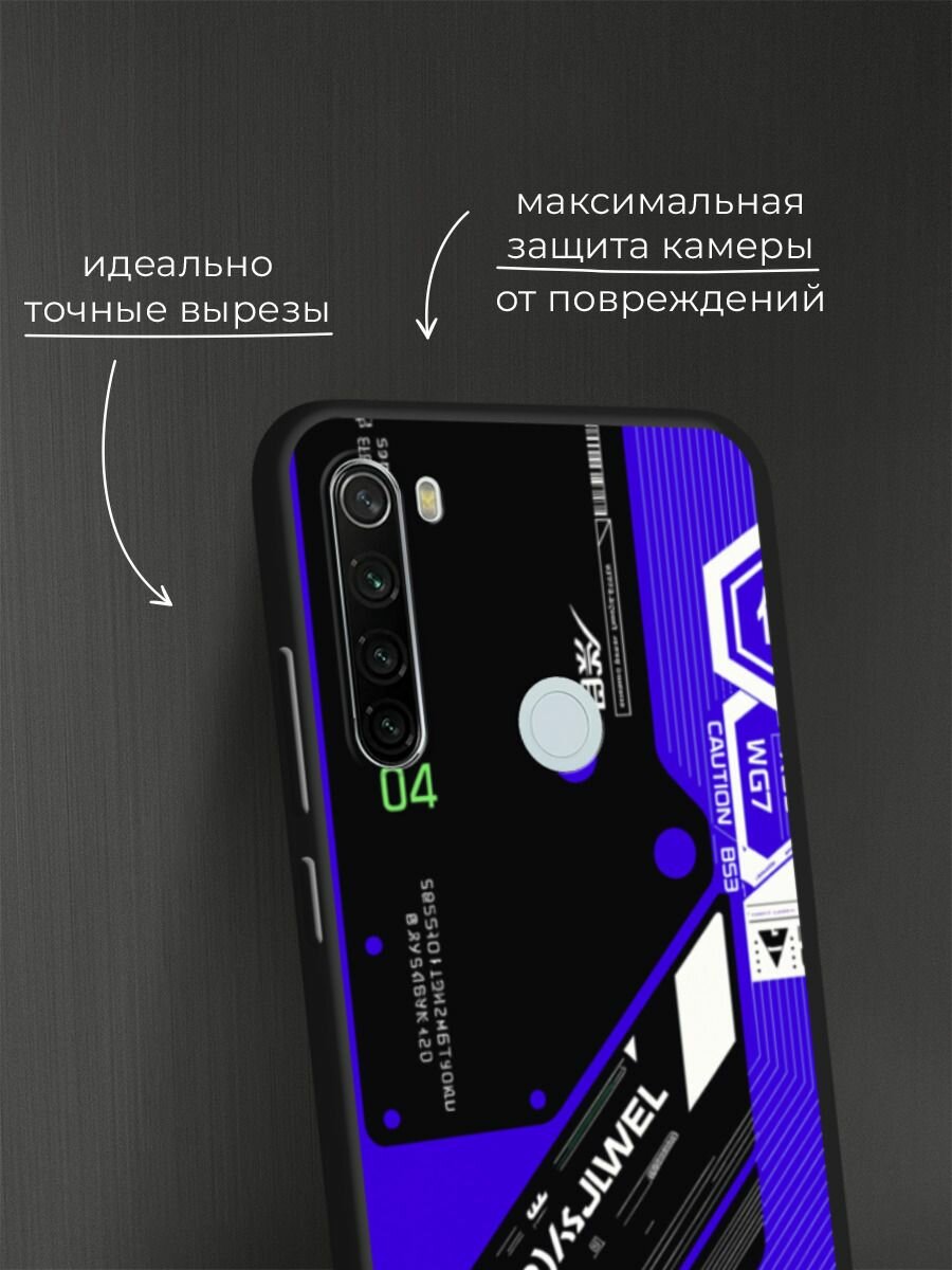 Черный матовый чехол на Xiaomi Redmi Note 8T / Сяоми Редми Нот 8Т с принтом "Неоновый киберпанк" — фото 1