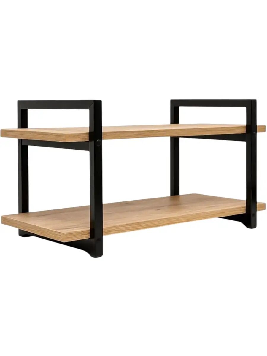 Полка для книг цветов и мелочей напольная настольная 580x290x300 мм 2 полочки лофт металл ЛДСП Brabix Smart 641952