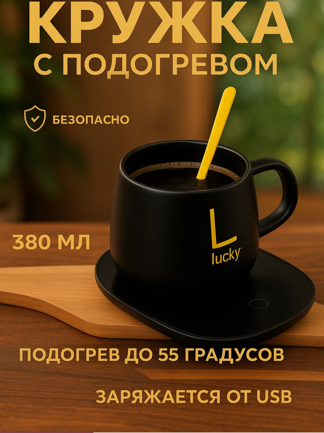 Кружка с подогревом предназначена для длительного сохранения температуры напитков. Кружка оснащена специальной нагревательной панелью, которая нагревает напиток до 55°C. Объём 380 мл, что удобно для ежедневного использования.