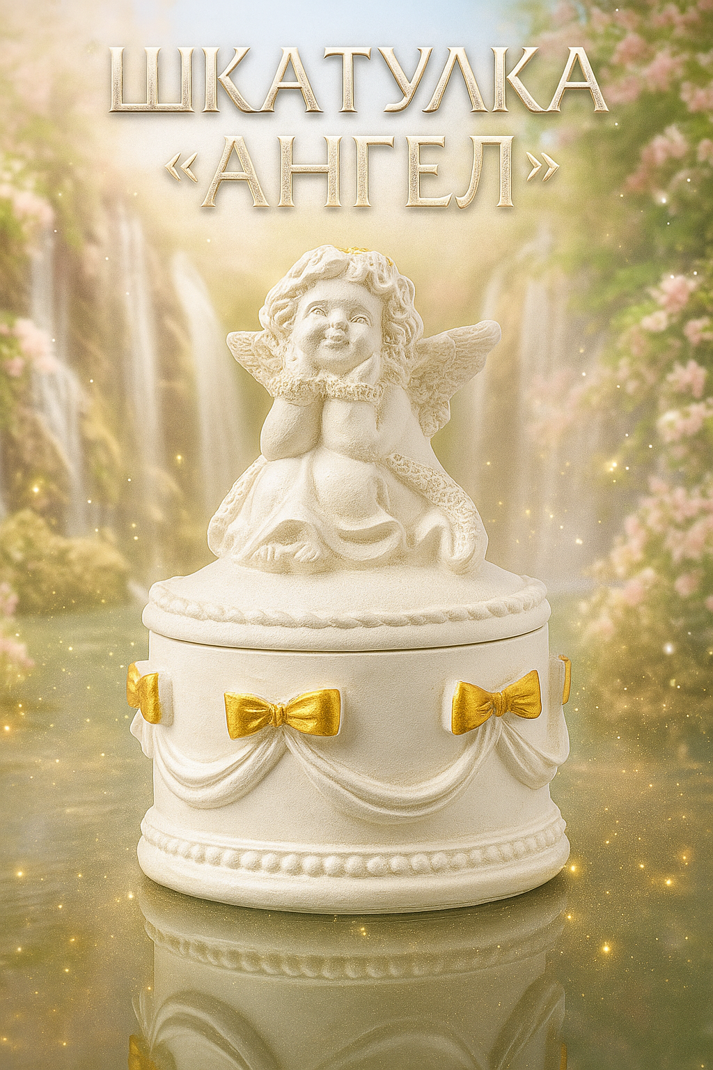 Шкатулка для украшений из гипса "Ангел" размер 12×9 см цвет белый