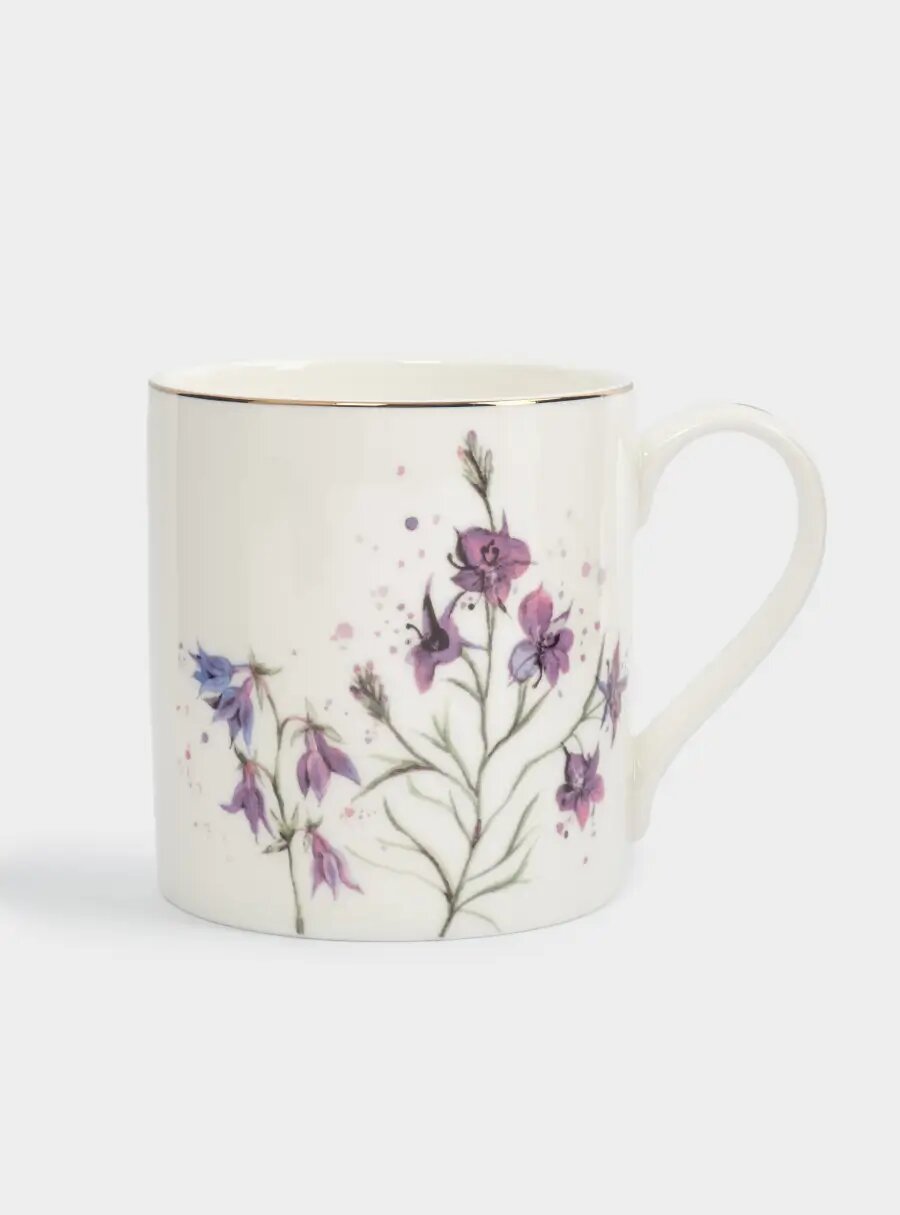 Кружка, 380 мл, фарфор F, белая, с золотистым кантом, Колокольчики, Giardino