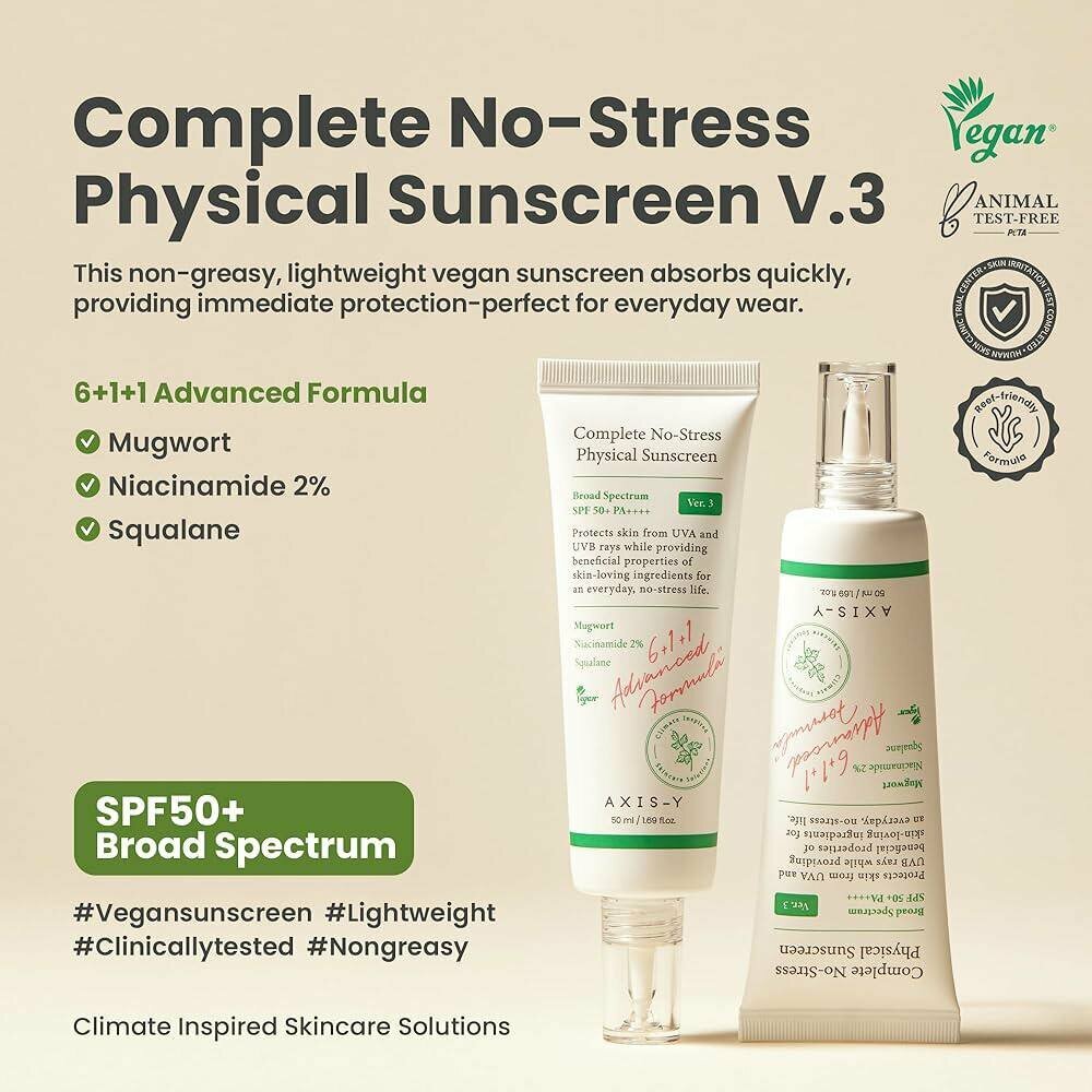 Солнцезащитный крем AXIS-Y Complete No-Stress Physical Sunscreen V.3 SPF50+