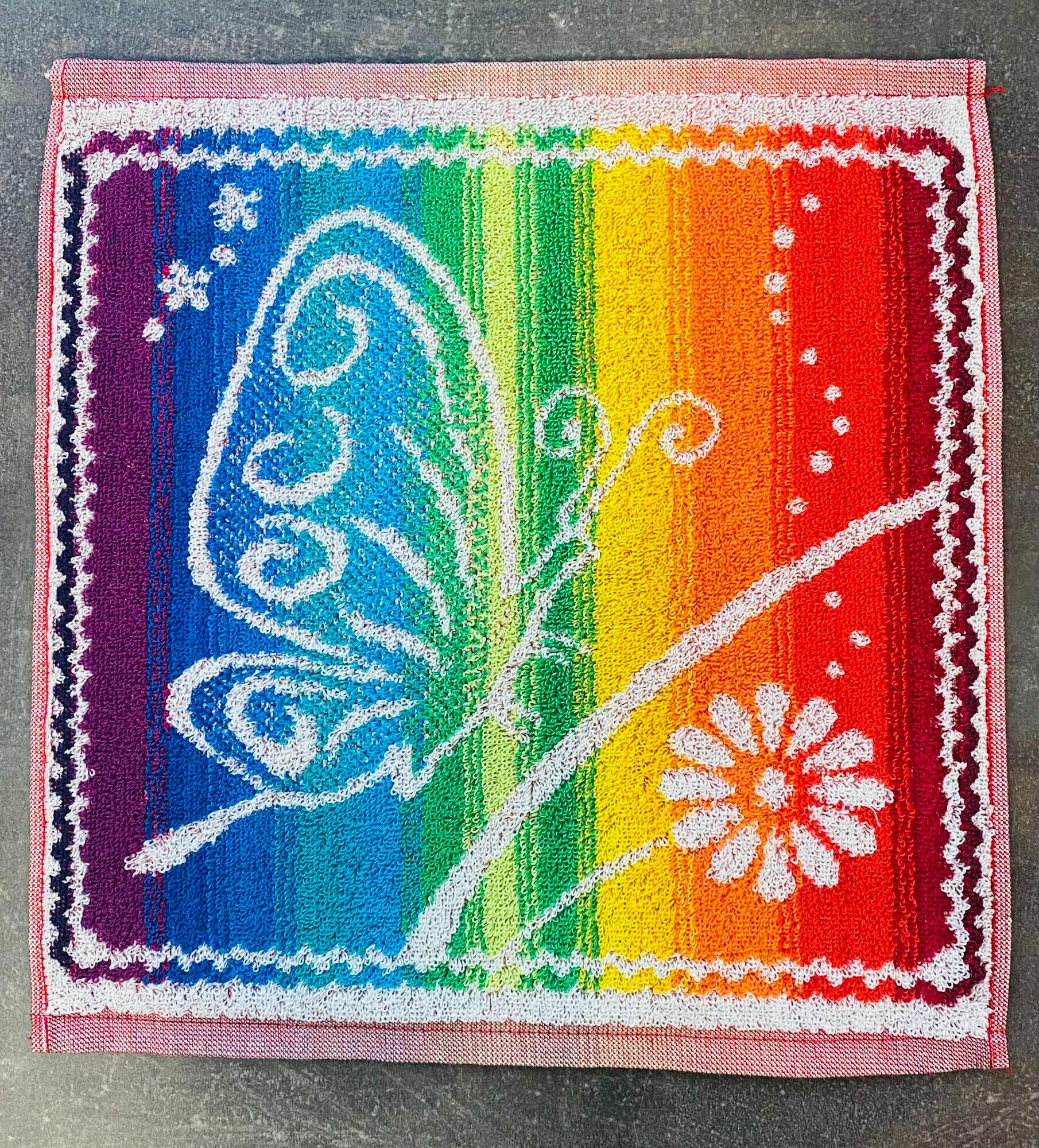 Полотенце махровое, Салфетка для рук и лица, для кухни двухсторонняя в подарок на День рождения, Новый год, Юбилей "Бабочка" 33*33 см