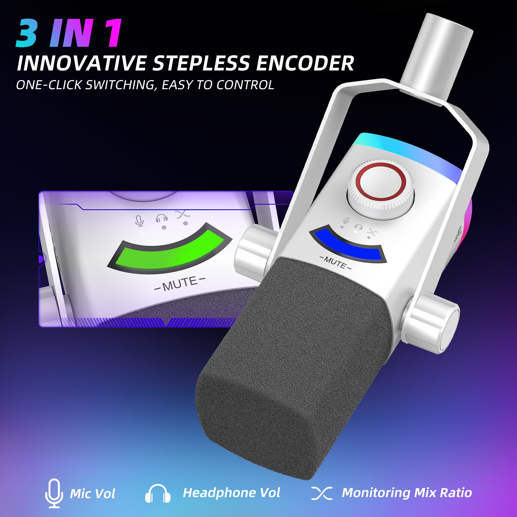 Динамический USB/XLR микрофон FIFINE "AmpliGame" AM8 PROT, для стримов и подкастов белый