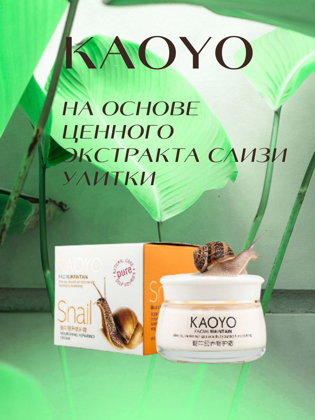 Питательный и увлажняющий крем для лица Kaoyo с экстрактом муцина улитки, 60 г