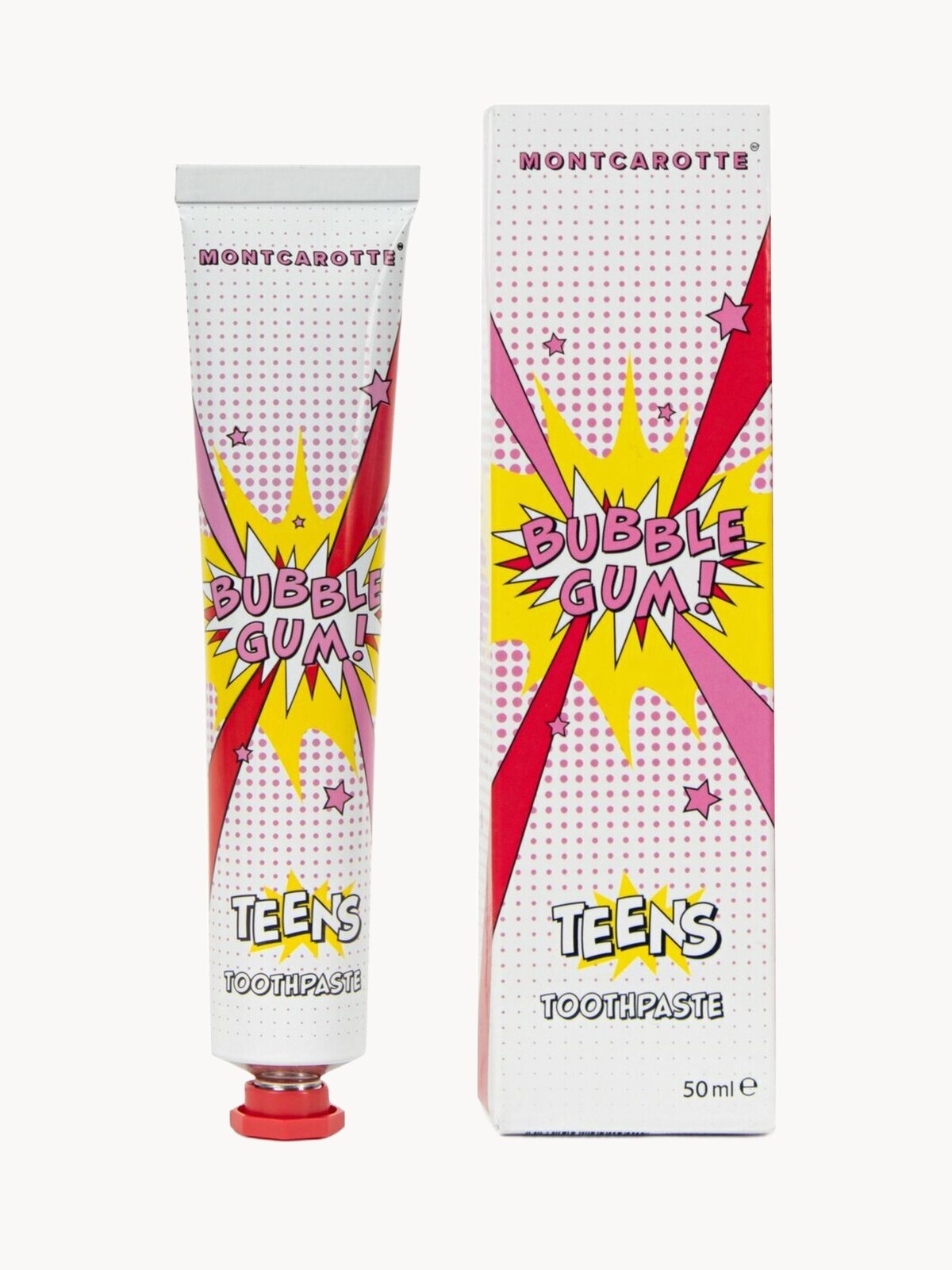 Зубная паста MontCarotte Bubble Gum, со вкусом жвачки, для детей 7+ и взрослых, 50 мл, Монткаротт, Италия