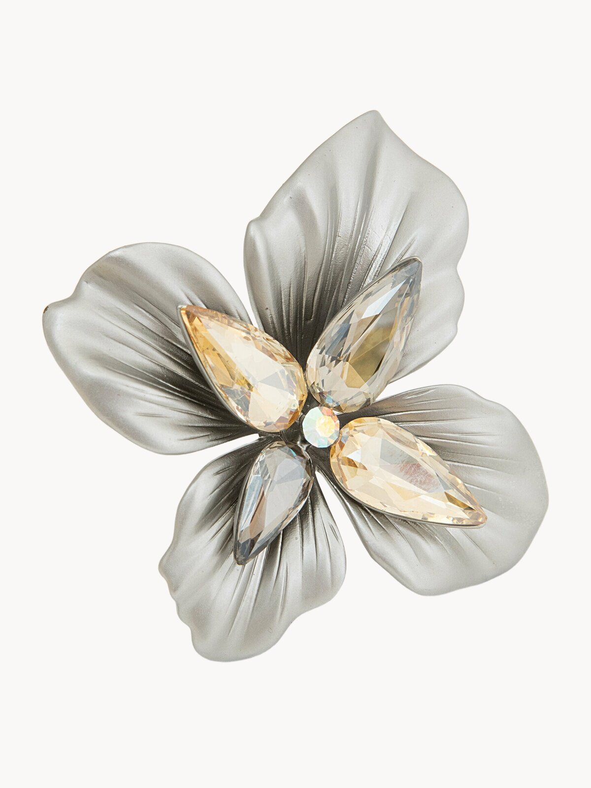 Брошь ЖемАрт, кристалл, желтый, серебряный