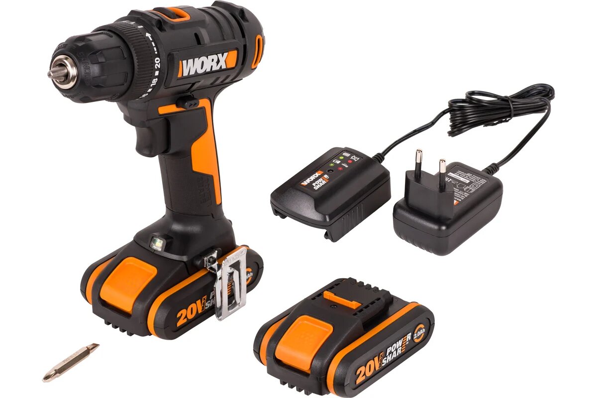 Дрель-шуруповерт аккумуляторная Worx , 20 В Li-ion 1х2 Ач - фото №8