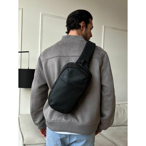 Рюкзак кросс-боди Kingsons фактура матовая гладкая черный графит 3267₽