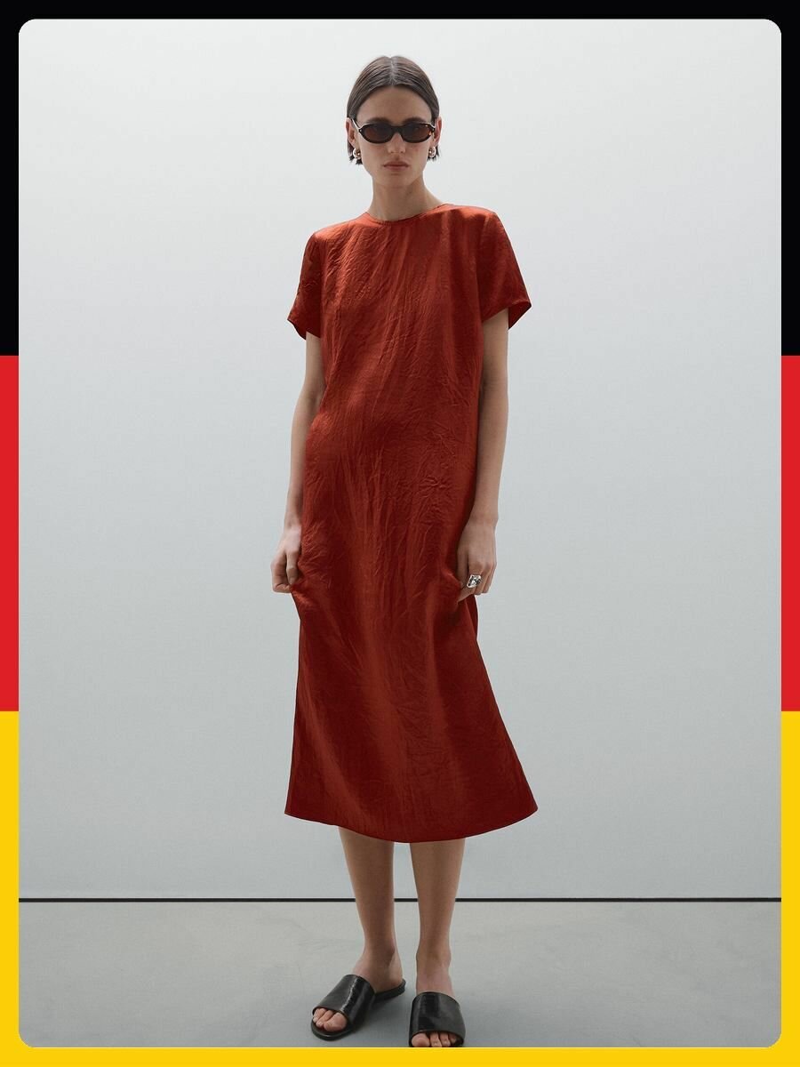 Платье Massimo Dutti Базовая коллекция, размер EU.36, оранжевый