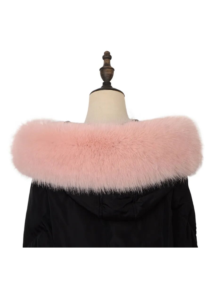 Меховая отделка с капюшоном, искусственный мех, 75см, розовый