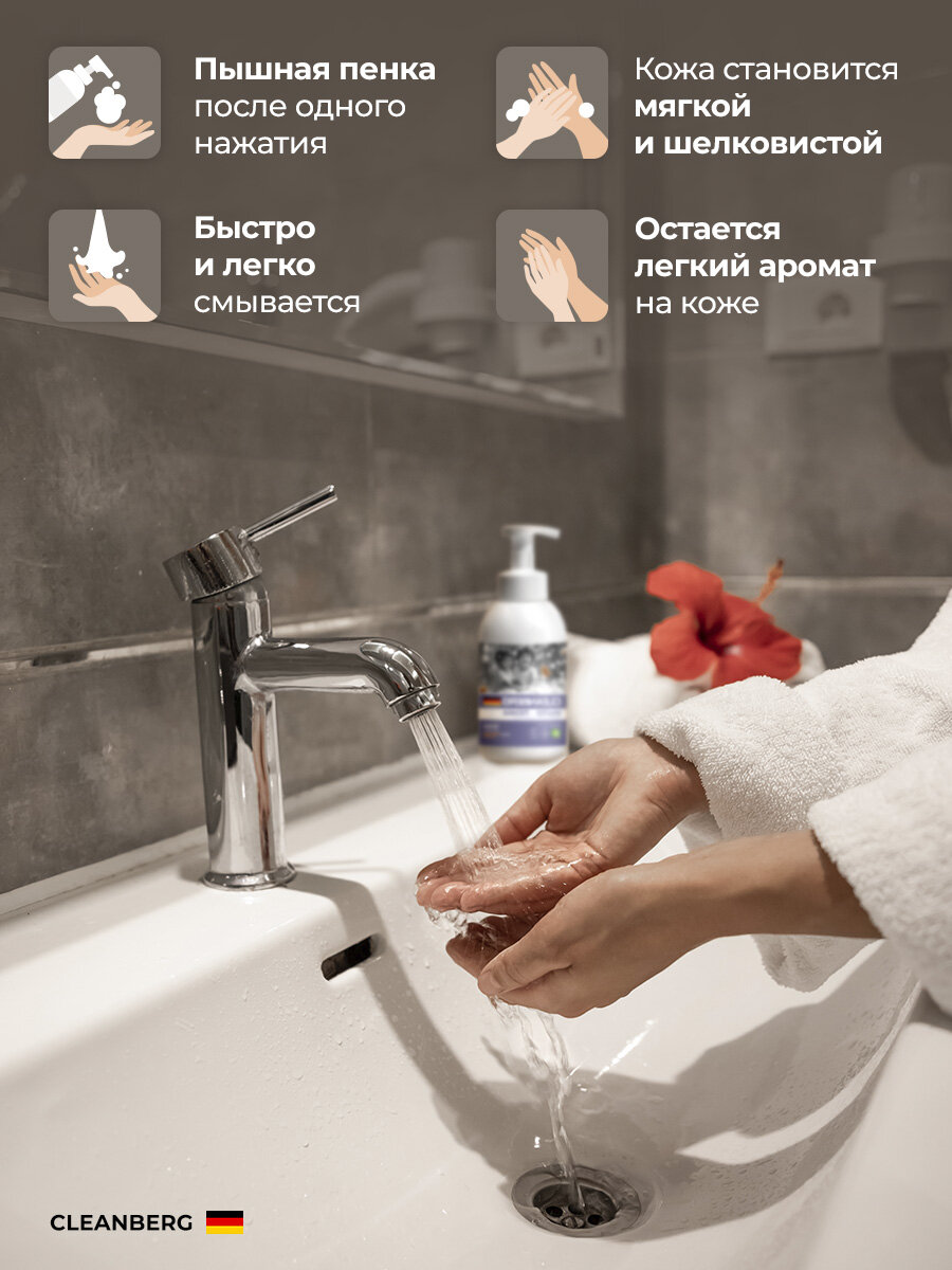 Жидкое мыло пенка CLEANBERG "Миндальное молочко" для рук и тела 500 мл — фото 1