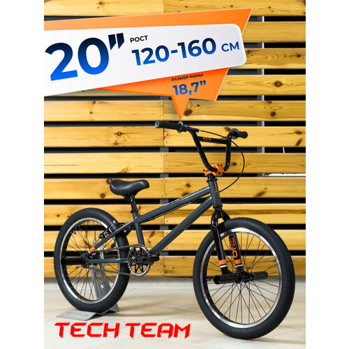 фото Велосипед bmx techteam 20" step one new (2025), серый, на рост 120-160см, экстремальный трюковой городской; детский подростковый для мальчика для девочки