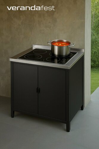Изображение товара VERANDA: Садовая Кухня - Модуль для Электро Плиты, 4 Конфорки - Уличная Модульная Кухня
