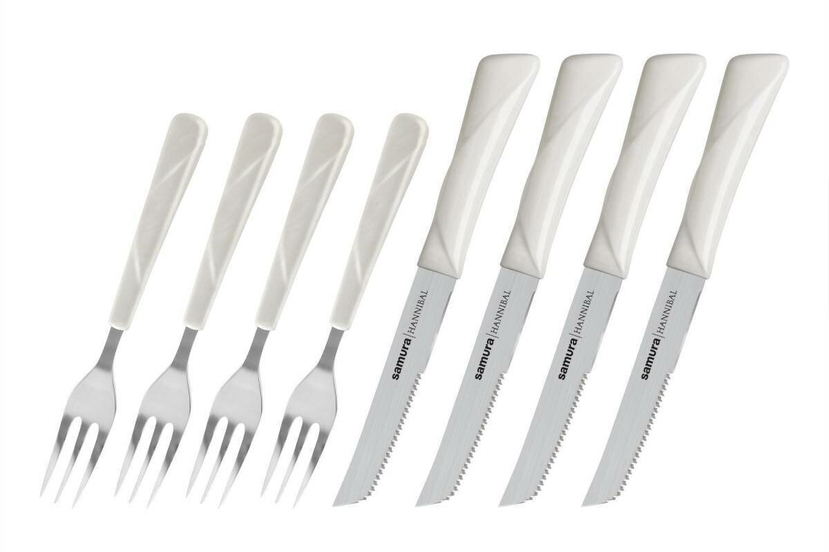Набор Samura HANNIBAL SHN-0280 4 стейковых ножа и 4 вилки