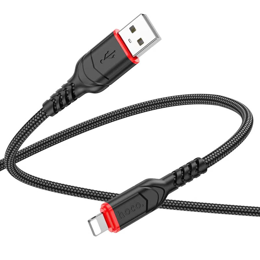 Кабель Hoco Lightning - USB для быстрой зарядки Apple, iPhone, iPad, AirPods, кабель зарядка для айфон 1м, 2,4А — фото 1