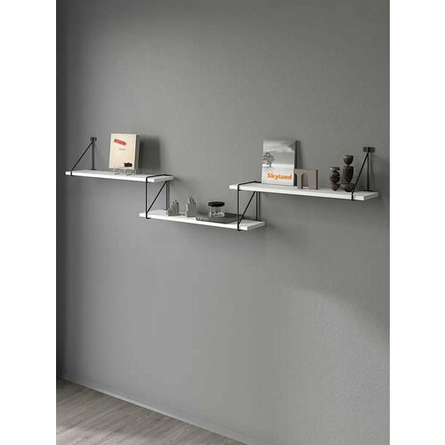 Настенная полка прямая / навесная полка для книг SKYLAND COFFEE SH4-ROD/BAR, дуб сонома светлый, 178х16.6х39.2 см