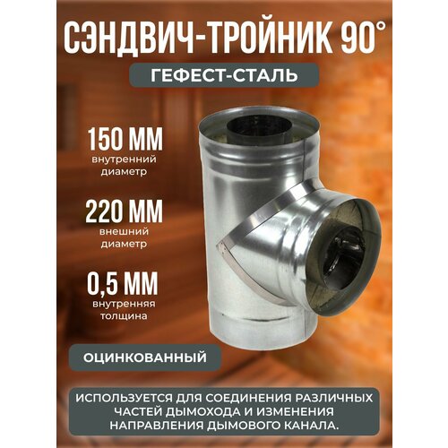 Тройник-термо 90*, 150х220, AISI 430/Оц, 0,5мм/0,5мм, (К), h400мм