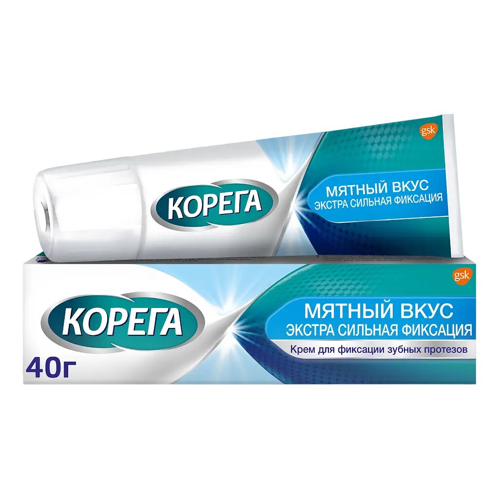 Корега крем для фиксации зубных протезов мятный вкус экстрасильная фиксация 40 мл 1 шт