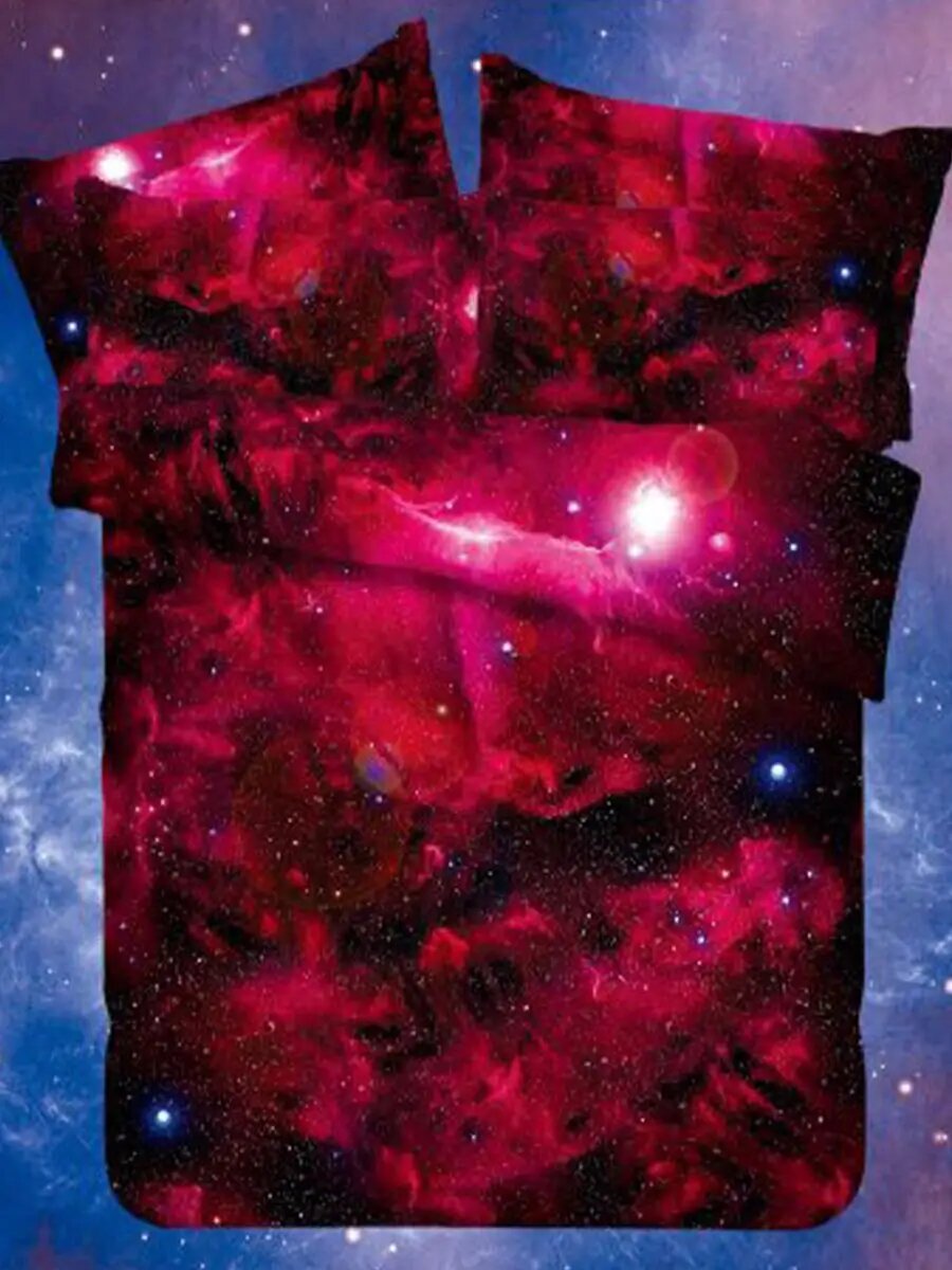 Постельное белье 2-спальное микрофибра, 3D Космос