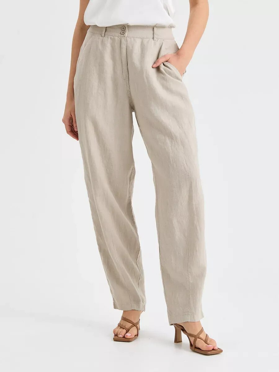 Брюки бананы NORVEG Linen, размер L/50-52, бежевый