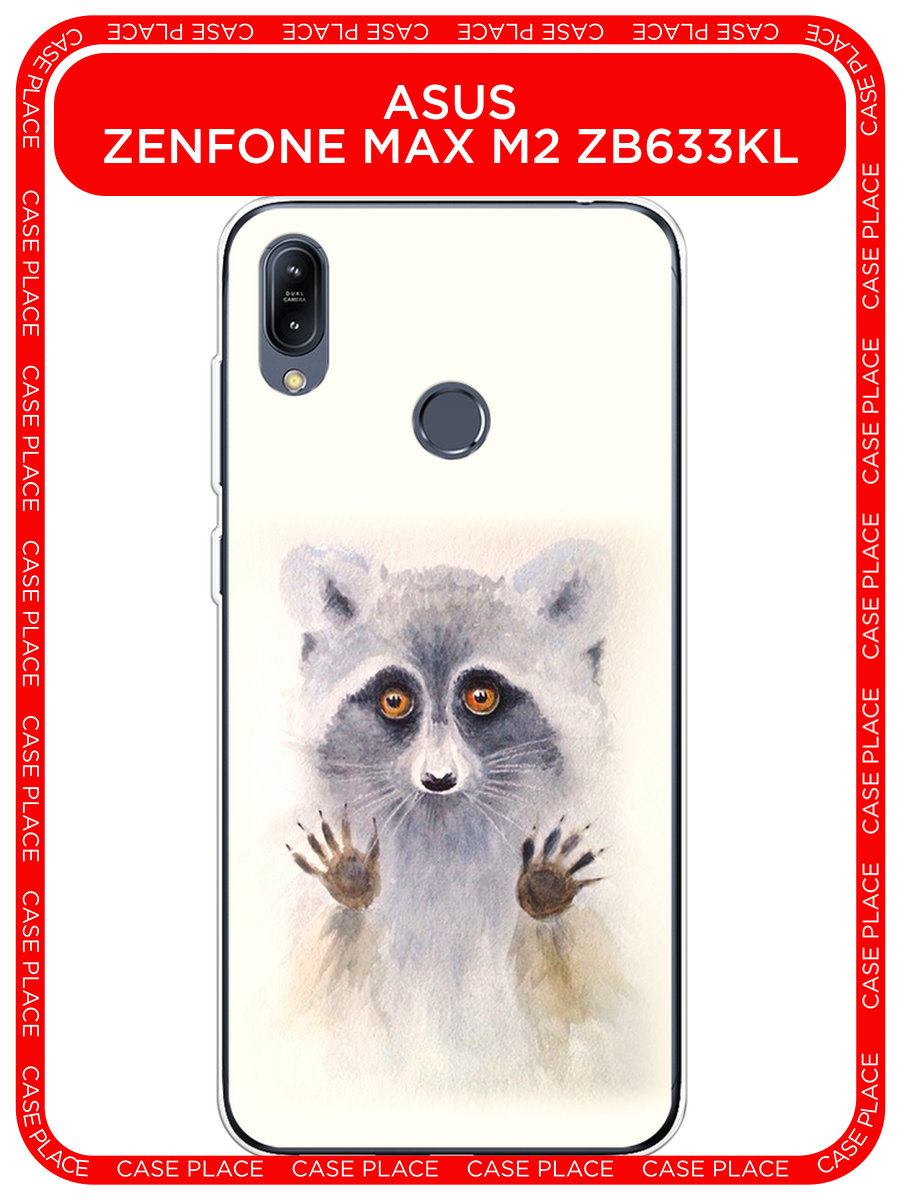 Чехол на Asus Zenfone Max M2 ZB633KL / Асус Зенфон Макс М2 ZB633KL с принтом Енот за стеклом