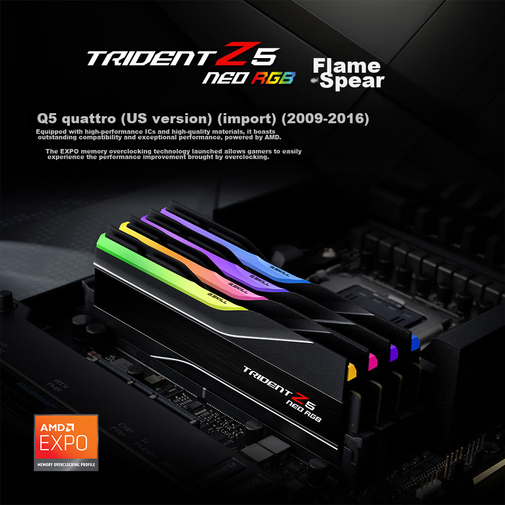 G.SKILL Trident Z RGB DDR5 6000 64GB (32GBx2) Desktop Memory Kit - Flame Gunblade RGB Lighting/AMD EXPO/C30
