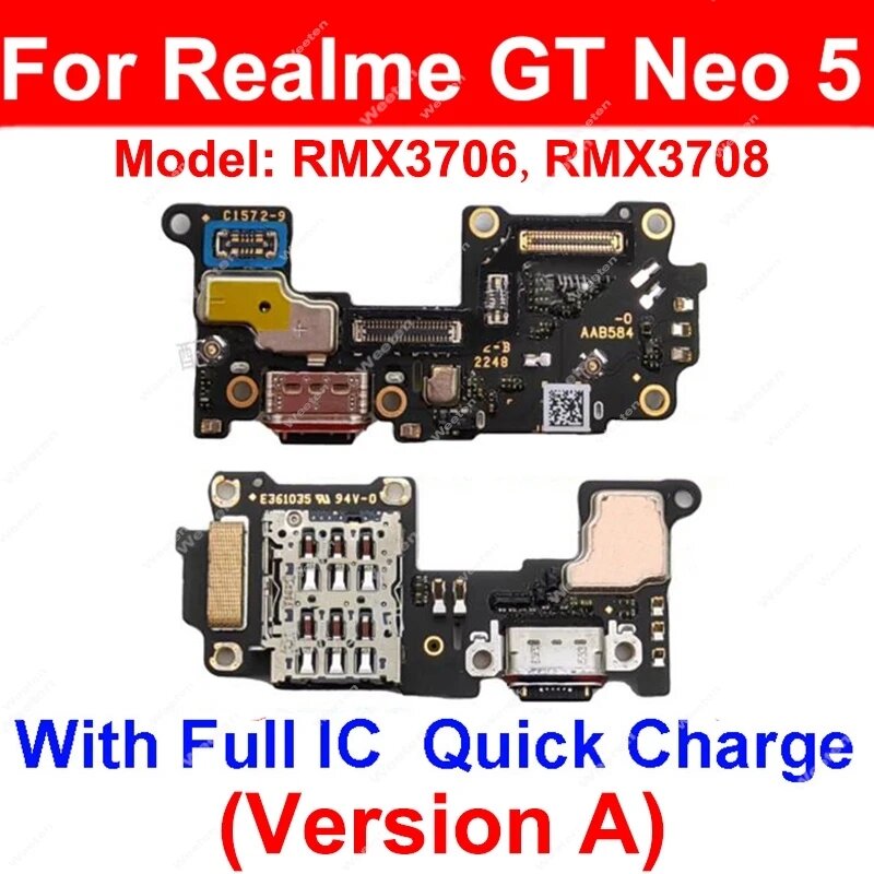 Для Realme GT Neo 5 SE GT Neo Flash GT3 GT5 GT6 GT7 Pro USB-док-станция для зарядки USB-док-станция Плата зарядного устройства Гибкий кабель Разъем Запчасти, GT 3-Full IC — фото 1