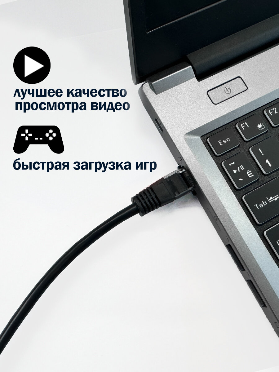 Патч-корд U/UTP 5e кат. 0.5м Filum FL-U5-0.5M-BK, кабель для интернета, 26AWG(7x0.16 мм), PVC, чёрный — фото 1