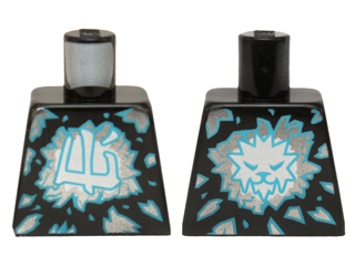 Torso Ninjago with Dark Azure and Silver Shards and White Ninjago Logogram 'Ice' Pattern, 973pb2112 Black U