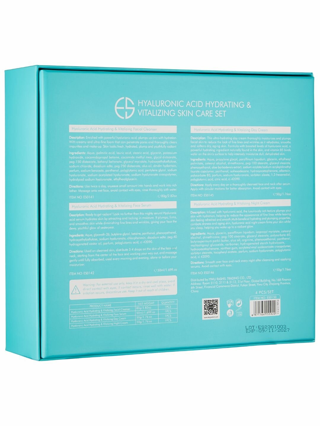 Набор Dr. Rashel Hyaluronic Acid, увлажнение и витаминизация кожи лица и шеи, 4 предмета — фото 1