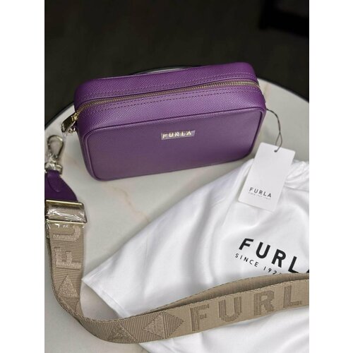 фото Сумка кросс-боди furla, фактура зернистая, фиолетовый