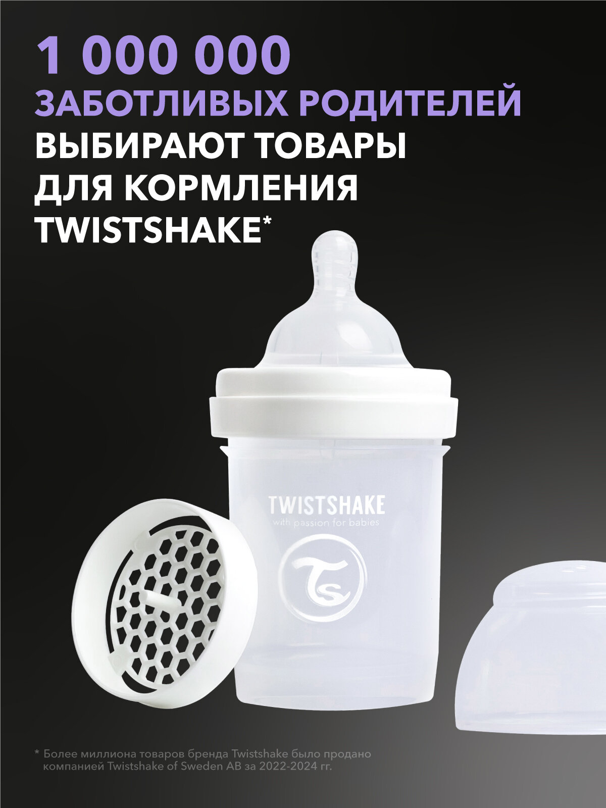 Детские Бутылочки Детская антиколиковая бутылочка для кормления Twistshake, 125 мл, 0+ мес. Белый