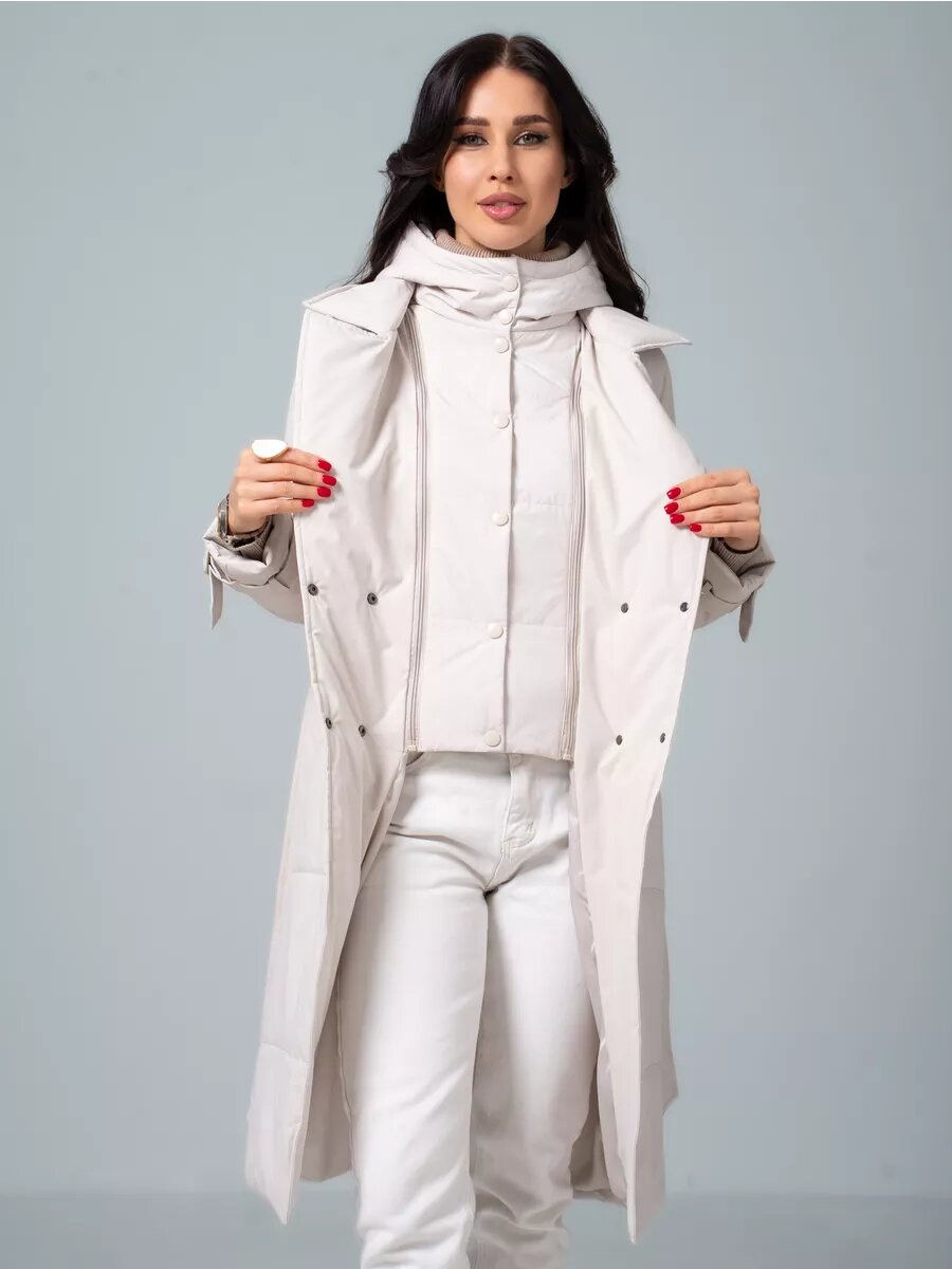 Тренчкот DENE Весна 2026, размер M (44), белый, бежевый — фото 1