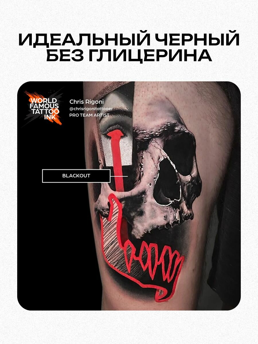 Краска для татуировок World Famous Tattoo Ink Blackout, черная, 240мл — фото 1