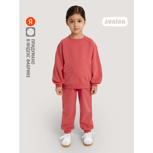 фото Брюки junion joggers, размер 104, коралловый