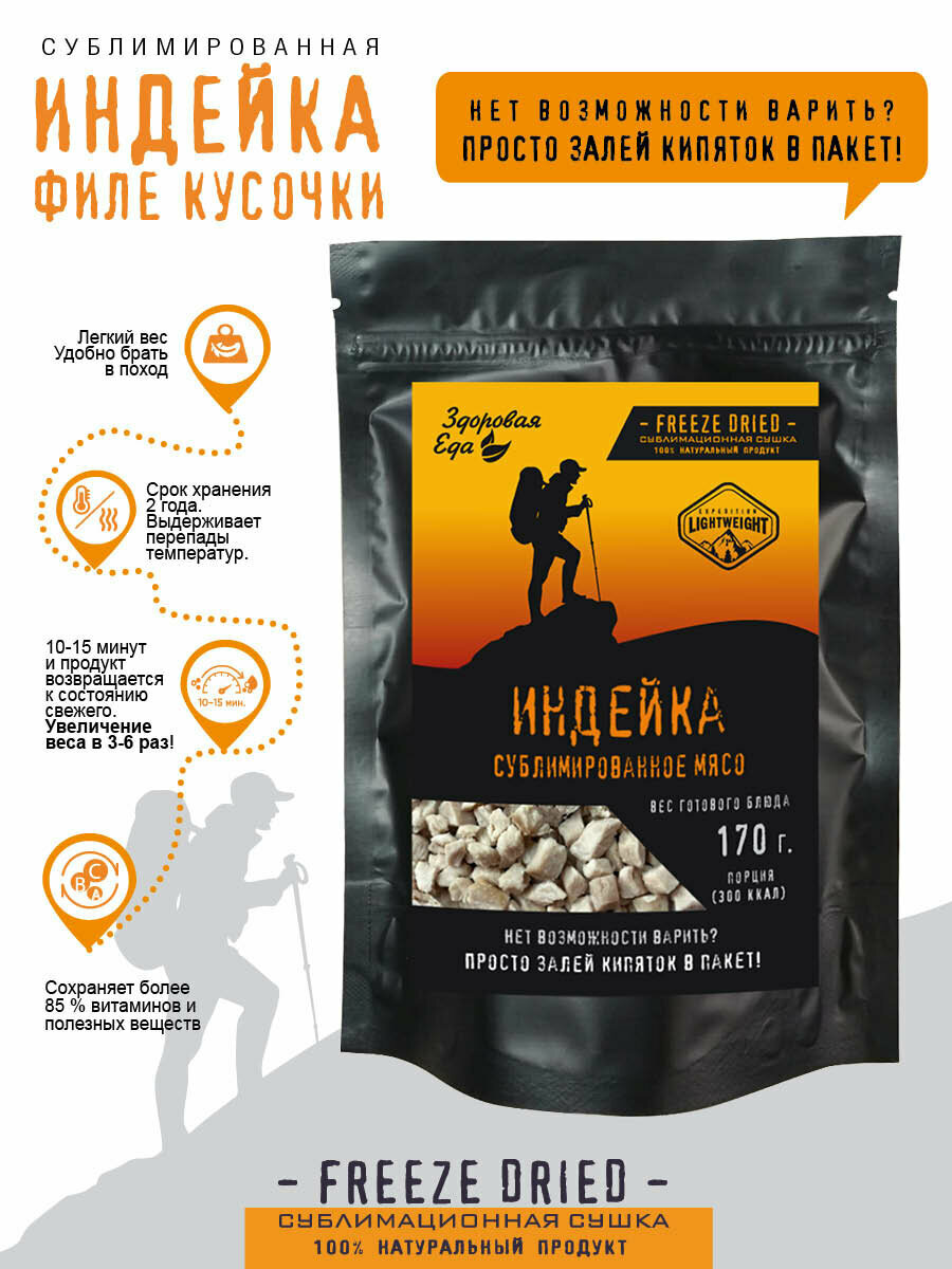 Индейка Здоровая еда сублимированное мясо готовое для похода 50 г
