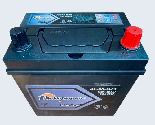 Изображение товара Аккумулятор автомобильный DekaPower AGM B21 40 Ач о. п. 330 А (оригинал для автомобилей Voyah, 6-QF-40 (330))